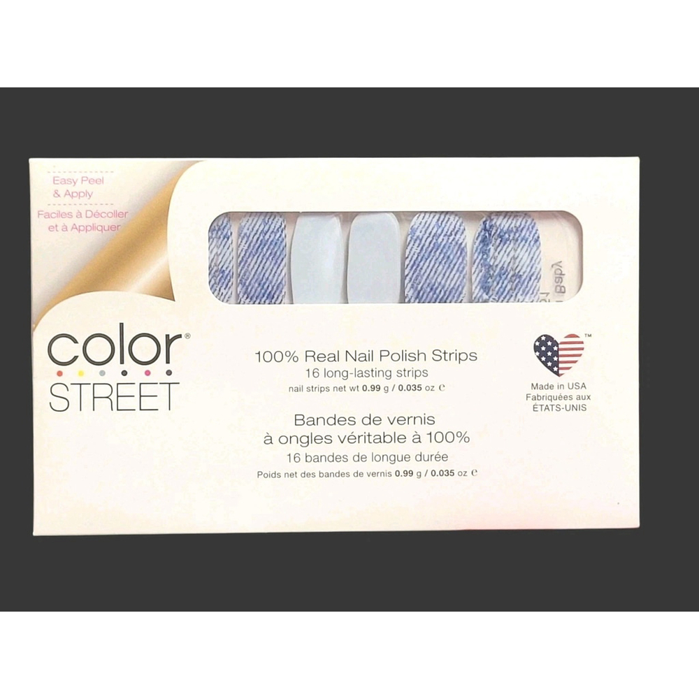Color Street "Blue Jean Baby" Real Nail Polish Manicure Strips Retired New
